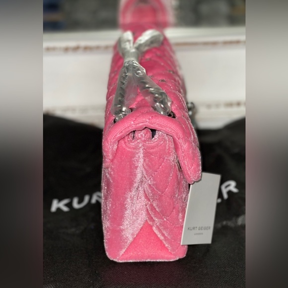 Kurt Geiger London Pink Velvet Stone Mini Crossbody Bag - Picture 5 of 9